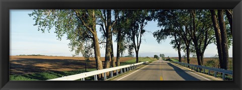 Framed Road passing through a landscape, Illinois Route 64, Carroll County, Illinois, USA Print
