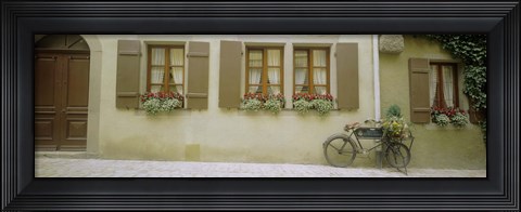 Framed Bicycle outside a house, Rothenburg Ob Der Tauber, Bavaria, Germany Print
