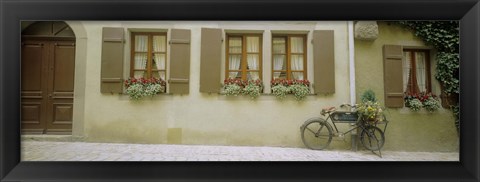 Framed Bicycle outside a house, Rothenburg Ob Der Tauber, Bavaria, Germany Print