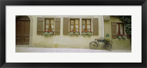 Framed Bicycle outside a house, Rothenburg Ob Der Tauber, Bavaria, Germany Print