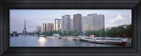 Framed Skyscrapers near a river, Paris, France Print