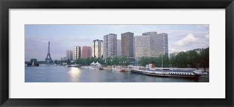 Framed Skyscrapers near a river, Paris, France Print