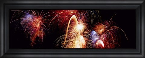 Framed Fireworks Display, Banff, Alberta, Canada Print