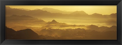 Framed Mountains with valley at sunset, Takachiho-Kyo, Miyazaki Prefecture, Kyushu, Japan Print