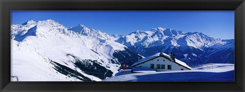 Framed Alpine Scene In Winter, Switzerland Print