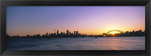 Framed Sunset Over the Bridge, Sydney, Australia Print