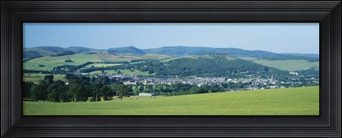 Framed High angle view of a village, Peebles, Tweeddale, Scotland Print