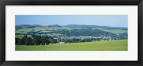 Framed High angle view of a village, Peebles, Tweeddale, Scotland Print