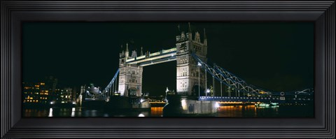 Framed Bridge lit up at night, Tower Bridge, London, England Print