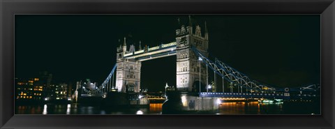 Framed Bridge lit up at night, Tower Bridge, London, England Print