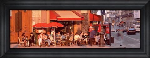Framed Tourists at a sidewalk cafe, Paris, France Print