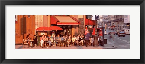 Framed Tourists at a sidewalk cafe, Paris, France Print