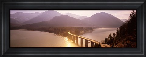 Framed Bridge Over Sylvenstein Lake, Bavaria, Germany Print