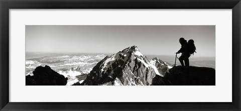 Framed Hiker, Grand Teton Park, Wyoming, USA Print