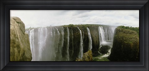 Framed Water falling into a river, Victoria Falls, Zimbabwe, Africa Print