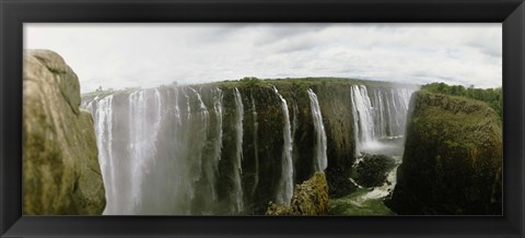 Framed Water falling into a river, Victoria Falls, Zimbabwe, Africa Print