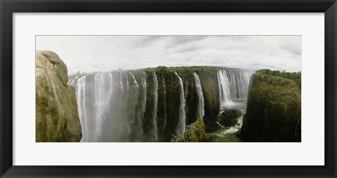 Framed Water falling into a river, Victoria Falls, Zimbabwe, Africa Print