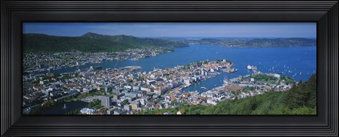 Framed High angle view of a city, Bergen, Hordaland, Norway Print