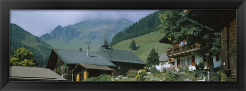 Framed Low angle view of houses on a mountain, Muren, Switzerland Print