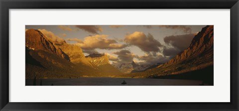 Framed Mountains surrounding a lake, St. Mary Lake, Glacier Bay National Park, Montana, USA Print