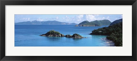 Framed US Virgin Islands, St. John, Trunk Bay, Tourists on vacations Print