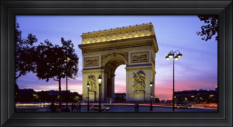 Framed Arc de Triomphe at dusk, Paris, France Print