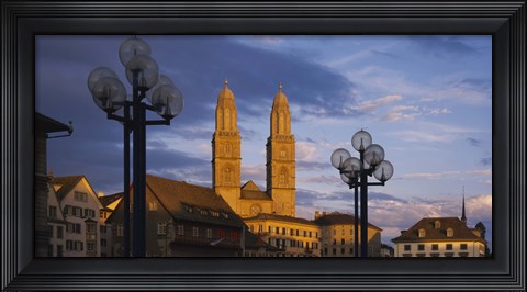 Framed Low angle view of a church, Grossmunster, Zurich, Switzerland Print