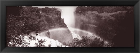 Framed Victoria Falls Zimbabwe Africa (black and white) Print