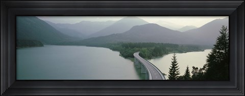Framed Bridge Over Sylvenstein Lake, Bavaria, Germany (black and white) Print