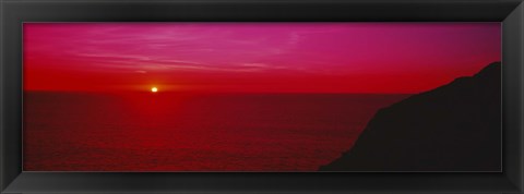 Framed Sunset over the ocean, California, USA Print