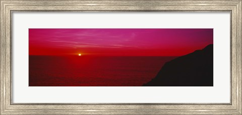 Framed Sunset over the ocean, California, USA Print