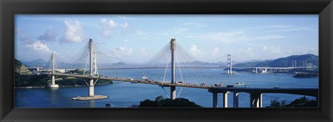 Framed Ting Kaw &amp; Tsing Ma Bridge Hong Kong China Print