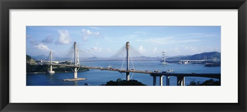 Framed Ting Kaw &amp; Tsing Ma Bridge Hong Kong China Print