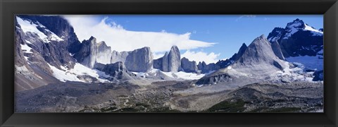 Framed Snow Covered Peaks,Torres Del Paine National Park, Patagonia, Chile Print
