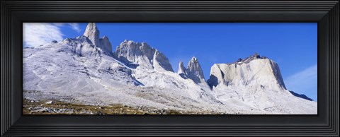 Framed Rock formations on a mountain range, Torres Del Paine National Park, Patagonia, Chile Print