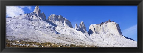 Framed Rock formations on a mountain range, Torres Del Paine National Park, Patagonia, Chile Print