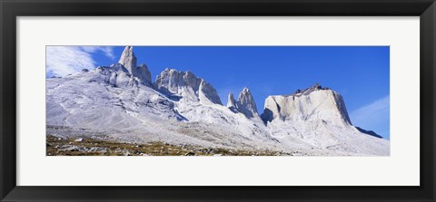 Framed Rock formations on a mountain range, Torres Del Paine National Park, Patagonia, Chile Print