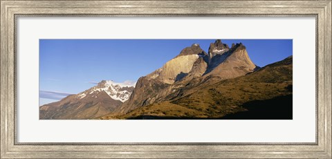 Framed Low angle view of a mountain range, Torres Del Paine National Park, Patagonia, Chile Print
