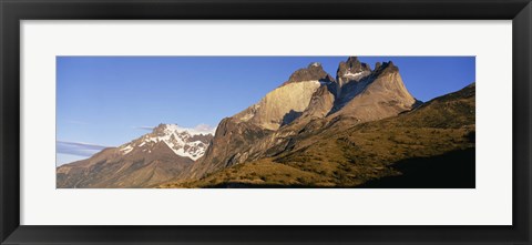 Framed Low angle view of a mountain range, Torres Del Paine National Park, Patagonia, Chile Print