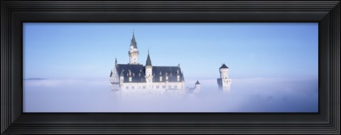 Framed Castle covered with fog, Neuschwanstein Castle, Bavaria, Germany Print
