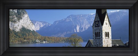 Framed Church at the lakeside, Hallstatt, Salzkammergut, Austria Print
