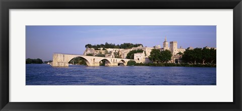 Framed France, Vaucluse, Avignon, Palais des Papes, Pont St-Benezet Bridge, Fort near the sea Print