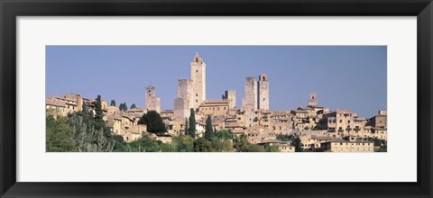 Framed Italy, Tuscany, Towers of San Gimignano, Medieval town Print