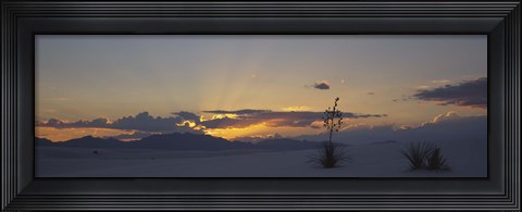 Framed Clouds over a desert at sunset, White Sands National Monument, New Mexico, USA Print