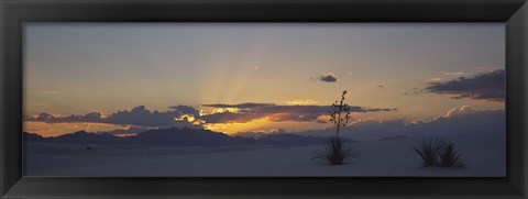 Framed Clouds over a desert at sunset, White Sands National Monument, New Mexico, USA Print