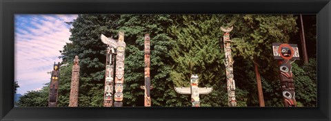 Framed Totem poles in a park, Stanley Park, Vancouver, British Columbia, Canada Print