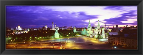 Framed Russia, Moscow, Red Square at night Print