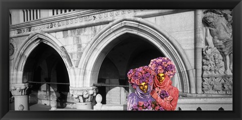 Framed Italy, Venice, Palazzo Ducale, masquerade Print