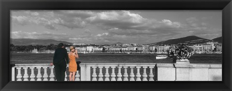 Framed Couple at Leman Geneva Switzerland Print