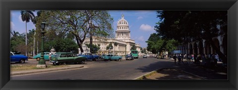 Framed Building along a road, Capitolio, Havana, Cuba Print